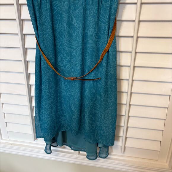 Maurices‎ Blue Floral High Low Tank Dress With Braided Belt Size 3X - Picture 4 of 8